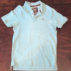 Abercrombie And Fitch Men's Light Blue Polo Shirt